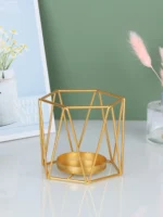 1 Nordic Gold Iron Candlestick Creative Home Model Room Hollowed out Line Home Romantic Atmosphere Candlestick Decoration - Image 5