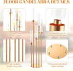Floor Candelabra 5 Arm 42.5'' Tall Gold Candle Holder, Candelabra Centerpieces for Tables, Metal Candlestick Set with Acry - Image 3