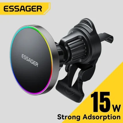 15W MagSafe Magnetic Car Charger – RGB Wireless Mount