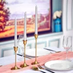 Vintage Elegant Metal and Aluminum Set of 3 Tabletop Candle Holders, Suitable for Wedding Anniversary, Home and Hotel Decoration - Image 5