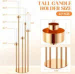 Floor Candelabra 5 Arm 42.5'' Tall Gold Candle Holder, Candelabra Centerpieces for Tables, Metal Candlestick Set with Acry - Image 2