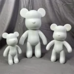 Vinyl Bear Figure Toy DIY Handmade Bear Statue Fluid Pigment Kid Doll White Figurine Sculpture House Decoration Desk Accessories - Image 3