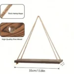 Premium Wood Swing Hanging Rope Wall Mounted Floating Shelves – Plant Flower Pot Indoor Outdoor Decoration Simple Design - Image 5