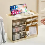 UFORU Multi-layer Drawer Type Desktop storage box , Office Large Capacity Cream Wind Stationery organizer 2PCS/3PCS