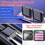 DIY 18650 Power Bank Case 4-in-1 Battery Storage & Charger Shell – Micro USB & USB-C with LED Flashlight - Image 3