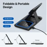 40W 3-in-1 Fast Wireless Charger Stand for iPhone, Apple Watch & AirPods – Foldable with LED - Image 4