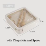 1100ML Wheat Straw Lunch Box – Microwave Safe Bento with Spoon & Chopsticks - Image 6