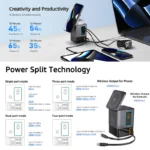 6-in-1 105W Charging Station with Retractable USB-C Cable Power Combo Tower for Multiple Devices Fast Charger for iPhone, Airpod - Image 3