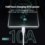 120W 10A USB to USB-C Super Fast Charging Cable for Huawei P Series, Honor & Xiaomi Redmi – Data & Quick Charge (0.3M/1M/1.5M/2M) - Image 5