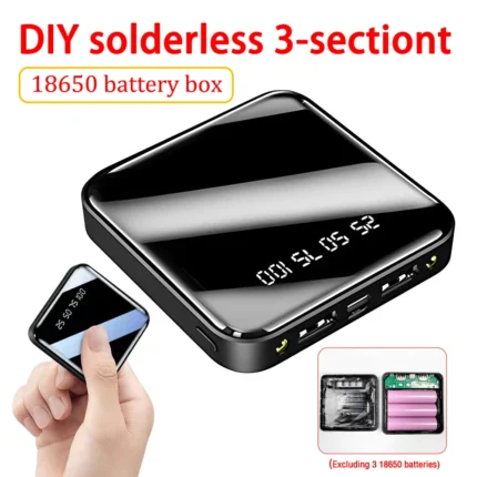 DIY 18650 Power Bank Case 4-in-1 Battery Storage & Charger Shell – Micro USB & USB-C with LED Flashlight