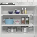 White Expandable Divider Punch-free Retractable Layers Board for Wardrobe Storage Kitchen and Bathroom Shelf Dormitory Dividers - Image 4