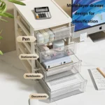 Clear Desktop Storage Box with Drawer Heightened Table Organizer Plastic Office storage cabinet for Stationery cosmetics - Image 3