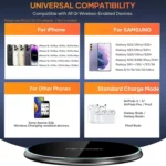 30W Fast Wireless Charger Stand with LED for iPhone, Samsung & Xiaomi - Image 6