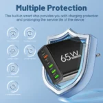 65W USB-C Fast Charging Wall Adapter for iPhone, Samsung Galaxy, Xiaomi & Huawei – PD Quick Charger - Image 4