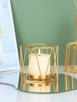 1 Nordic Gold Iron Candlestick Creative Home Model Room Hollowed out Line Home Romantic Atmosphere Candlestick Decoration - Image 4
