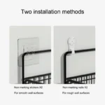 Bathroom Organiser Multifunctional Toiletries Organiser No-Punch Bathroom Shelf Bathroom Kitchen Wall Mount Storage Rack - Image 5
