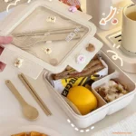 1100ML Wheat Straw Lunch Box – Microwave Safe Bento with Spoon & Chopsticks - Image 3