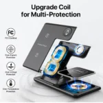 40W 3-in-1 Fast Wireless Charger Stand for iPhone, Apple Watch & AirPods – Foldable with LED - Image 2