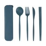4-piece Portable Utensils, Healthy Eco-Friendly Wheat Straw Cutlery, Reusable Chopstick Fork Knife Spoon Set - Image 5