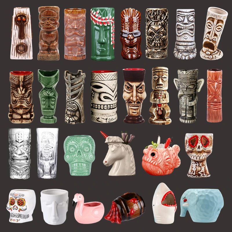 kf-Sebb313fc4ae5474497a22eff45e5914ej Hawaii Ceramic Tiki Mug Creative Cocktail Cup Easter Island Tiki Mugs Halloween Gift for Bar Tool - Image 1