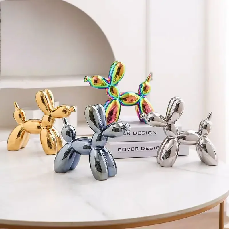 kf-See28bb80be644795bab4f442b8286bb0G 11cm Mini Ceramic Balloon Dog Abstract Ornament Creative Sculpture Study Room Statue Home Office Accessories Festival Decoration - Image 1