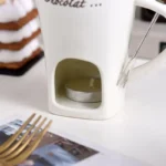 130ML European Candle Cup Cheese Chocolate Melting Ceramic Mug Heating Food Ceramic Mug with Fork Creative Coffee Mug Tableware - Image 2