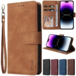 Leather Flip Wallet Case for iPhone 16e–6s Plus – Card Slot Holder Cover