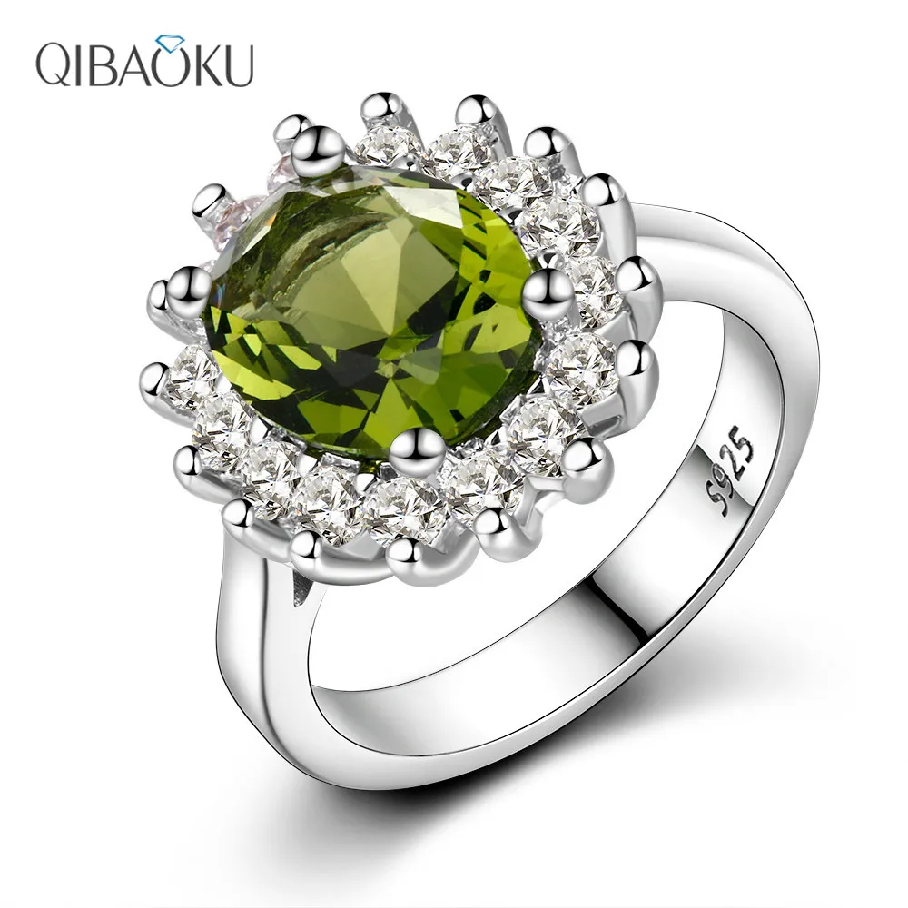 kf-H73c6a0dd74d340c5b0ed673187bf8763x Retro Silver Ring for Women Flower Rings with Peridot Stones Shining Luxury Brand Wedding Engagement Rings Jewelry - Image 1