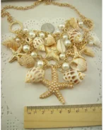 New Fashion Shell Starfish Choker Necklaces Multilayer Pearl Statement Necklaces For Women Beach - Image 2