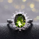Retro Silver Ring for Women Flower Rings with Peridot Stones Shining Luxury Brand Wedding Engagement Rings Jewelry - Image 2