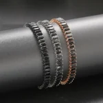 Black Iced Out Crystal Tennis Bracelets For Men Women Rectangle Zirconia Adjustable Chain on Hand Hip Hop Hippie Jewelry DZH051 - Image 5