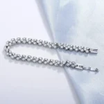 14K White Gold Roman Lab Moissanite Diamond Bracelet Engagement Wedding bangles Bracelets for women Bridal Jewelry - Image 3