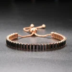 Black Iced Out Crystal Tennis Bracelets For Men Women Rectangle Zirconia Adjustable Chain on Hand Hip Hop Hippie Jewelry DZH051 - Image 4