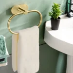 Stainless Steel Towel Holder Self-adhesive Bathroom Towels Rack Black Washhand Hanger Ring Rail Bar Kitchen Storage Accessories - Image 5