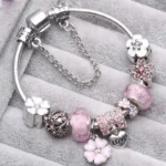 Silver Plated Charm Bracelet & Bangle With Key Lock Crystal Pendant Ball Bracelet For Women Wedding Valentine's Day Jewelry Gift - Image 5