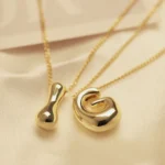 Golden Color Stainless Steel Initial Necklace for Women Girls Chunky Bubble Letter Pendant Necklaces Trendy Collar Jewelry Gift - Image 4