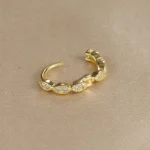 1PC 18K Gold Plated Stainless Steel Round Circle Earrings for Women Teens Cubic Zircon Star Leaf Hoop Earrings Piercing Jewelry - Image 6