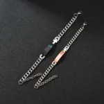Punk Man Bracelets Hip Pop Gold Color Stainless Steel Thick Hand Chain Blank Bar Couple Men Women Family Jewelry Birthday Gift - Image 5