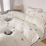 3pcs bow embroidery Bedding set ruffles Duvet Cover Set (1*Duvet Cover + 2*Pillowcase, Without Core)for bedroom guest room - Image 6
