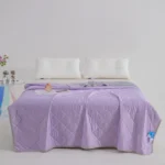 Summer Cool Ice Silk Washable Soft Blanket With Solid Color Printing Suitable Bedroom Air Conditioning Cool Thin Comforter Quilt - Image 4