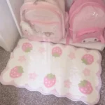 VIKAMA Sweet Strawberry Floor Mat, Bedroom Bed Plush Anti-Slip Carpet, Wardrobe Room, Home Decoration, Living Room Carpet - Image 3