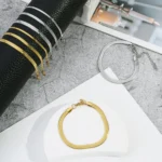 Gold Silver Color Stainless Steel Flat Chain Bracelet For Men Retro Jewelry Trendy Accessories Women Wrap Bangle - Image 6