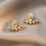 Stainless Steel Beaded Stud Earrings Waterproof Jewelry High Quality Gold color Fashion Earrings серьги женские Gifts