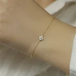 CANNER Real S925 Sterling Silver Mini Zircon Flower Pendant Bracelet Chain for Women's Fine Jewelry Gifts Gold Bracelets Bangles - Image 2