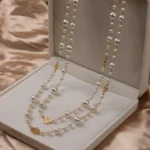 Vintage Lady Camellia Pearls Flower Long Necklace Chain Elegant Double Layers Fashion Jewelry For Women Party Collares de moda - Image 2