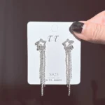 New Simple Stars Tassel Earrings for Women Korean Charm Delicate Shiny Rhinestone Drop Earring Fashion Wedding Gift Jewelry - Image 4
