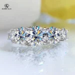 3.6CT All Moissanite Rings For Women 5 Stones Sparkling Dia Wedding Band 100% Sterling Silver Jewelry
