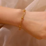Stainless Steel Beaded Round Snake Chain Bracelets For Women Gold Color Geometric Bracelet Luxury Wedding Party Jewelry Gift - Image 2