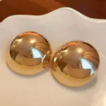 Punk Smooth Large Round Semicircle Exaggerated Metal Stud Earrings for Women Classic Gold Color Geometric Earring Ear Jewelry - Image 2