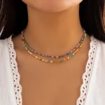Lacteo Bohemia Multicolour Acrylic Seed Beads Necklace Women Handmade Strand Beaded Choker Short Neck Chain Simple Jewelry Party - Image 4